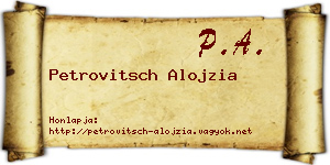 Petrovitsch Alojzia névjegykártya